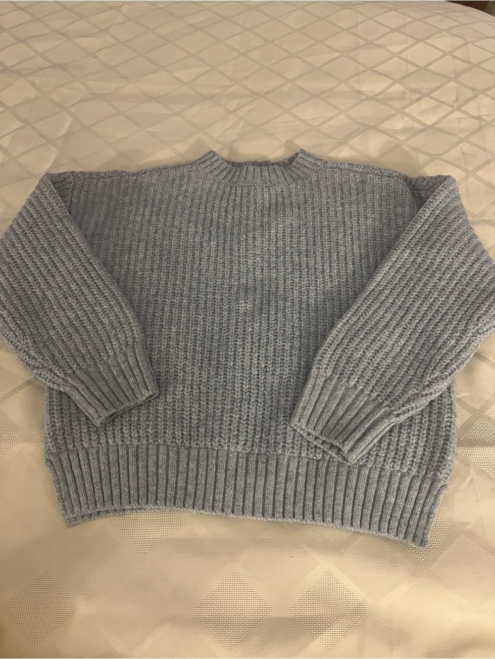 Old Navy Light Blue Oversized Kids Ribbed Crewneck Sweater XS-5